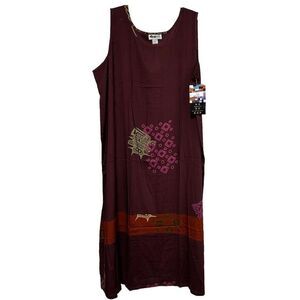 NWT WE‎ BE BOP Midi Dress 5X Maroon Sleeveless Boho Y2K